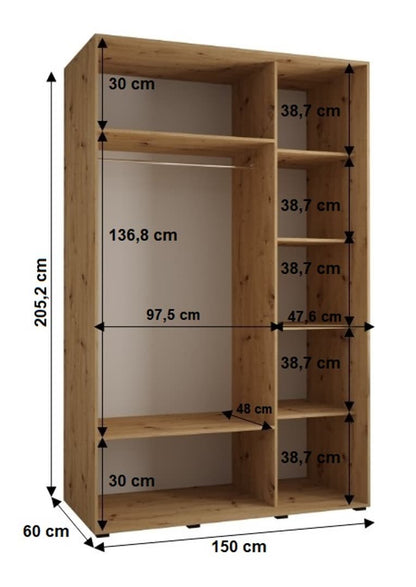 Cannes I Sliding Door Wardrobe 150cm