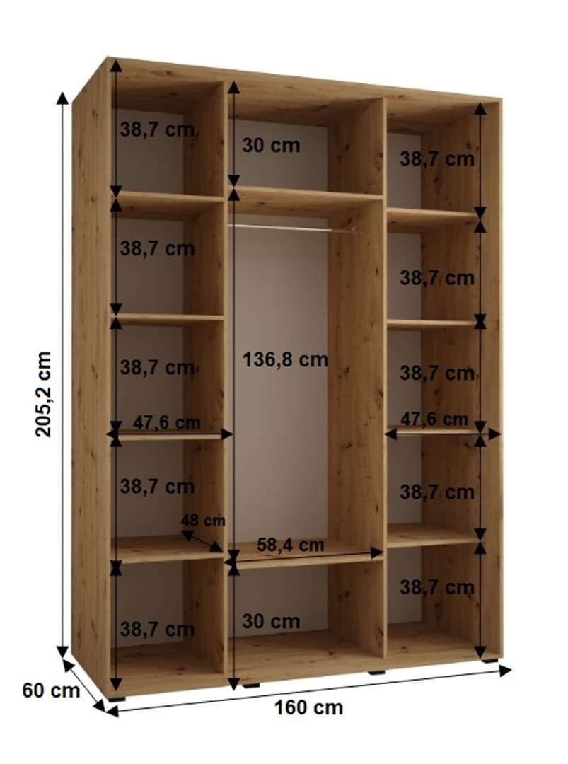 Sapporo I Sliding Door Wardrobe 160cm