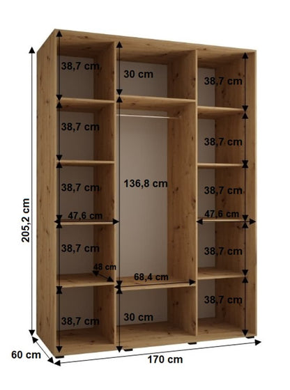 Cannes XI Sliding Door Wardrobe 170cm