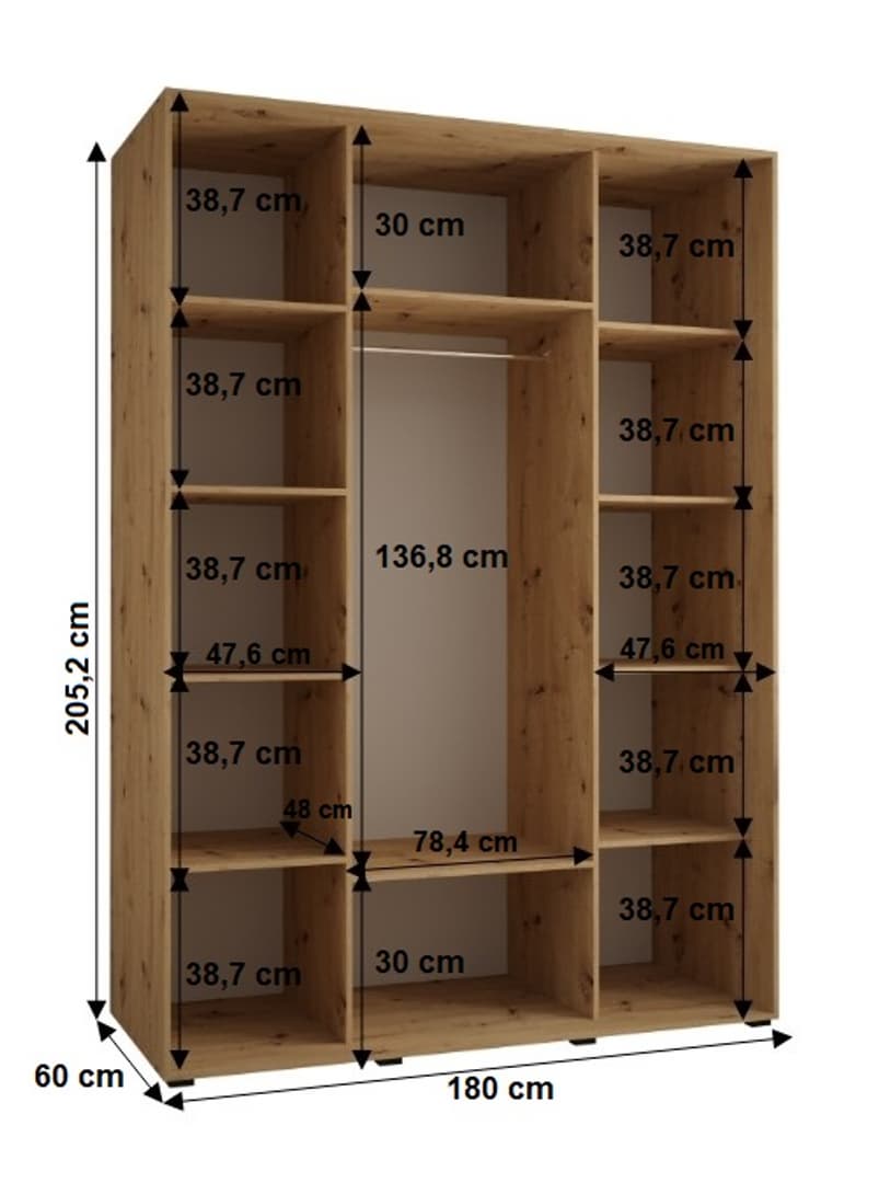 Cannes II Sliding Door Wardrobe 180cm