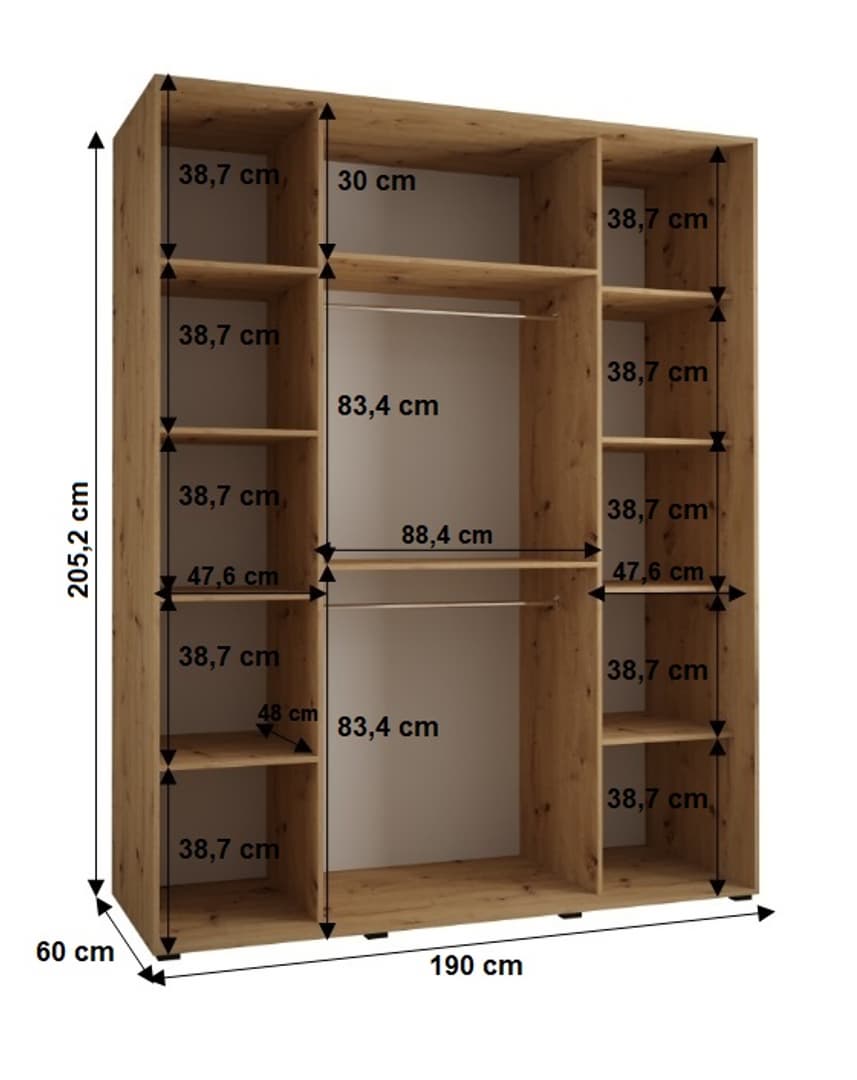 Cannes I Sliding Door Wardrobe 190cm