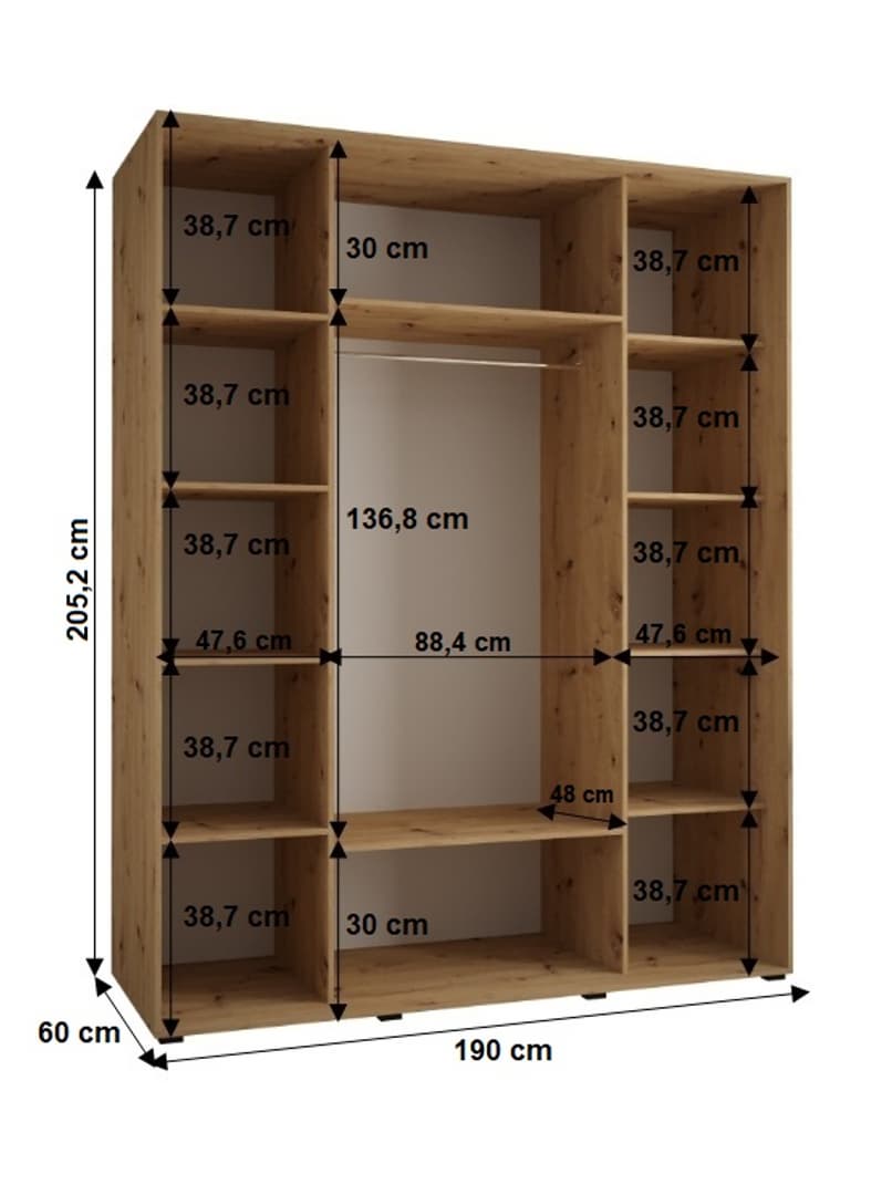 Cannes II Sliding Door Wardrobe 190cm