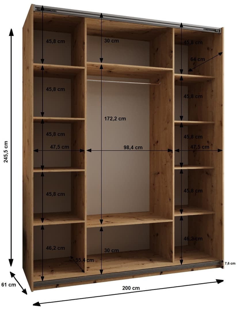 Trosa I Sliding Door Wardrobe 200cm