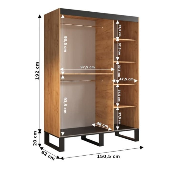 Loft Y2 Sliding Door Wardrobe 150cm