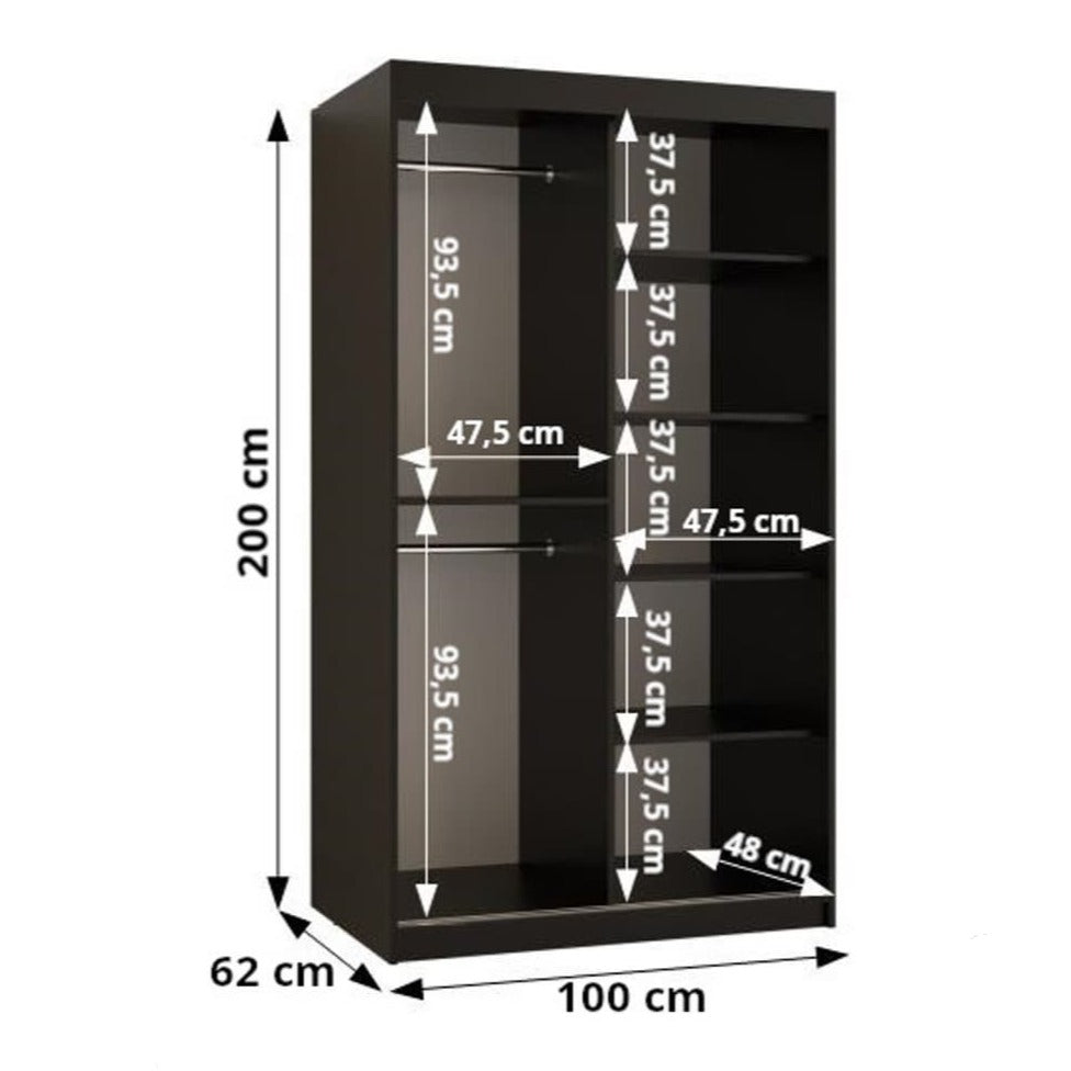 Lima Sliding Door Wardrobe 100cm