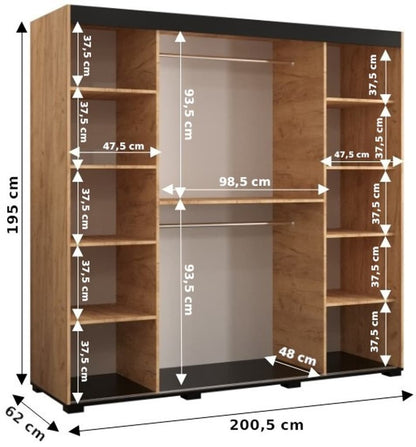 Bergamo T3 Sliding Door Wardrobe 200cm