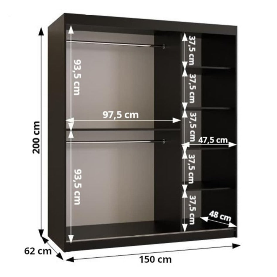 Kair II Sliding Door Wardrobe 150cm