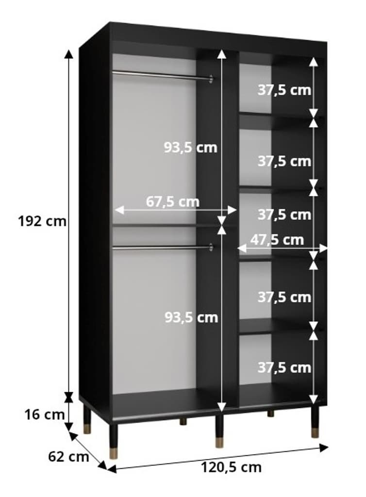 Monaco II Sliding Door Wardrobe 120cm