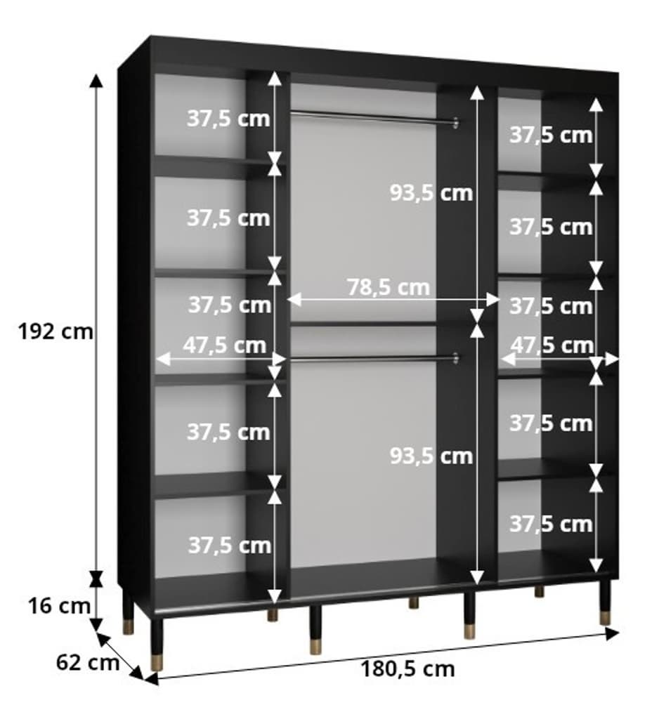 Monaco Sliding Door Wardrobe 180cm