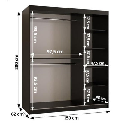 Kair Sliding Door Wardrobe 150cm