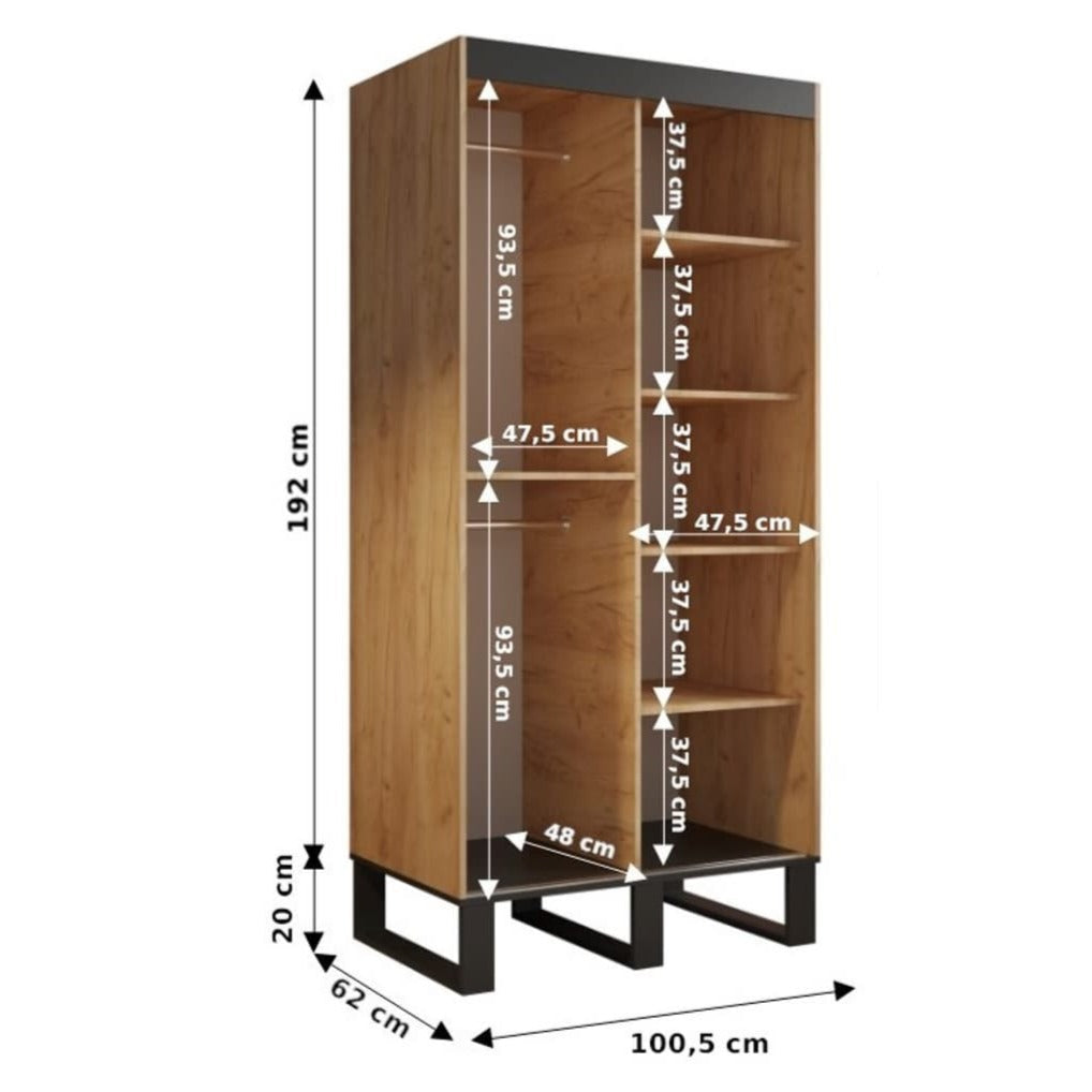 Loft Sliding Door Wardrobe 100cm