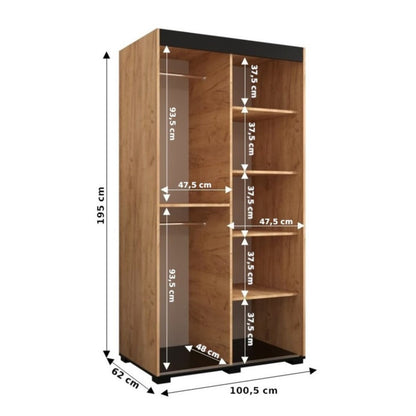 2 Door Manufactured Wood Wardrobe 100cm