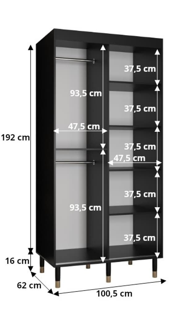 Monaco II Sliding Door Wardrobe 100cm