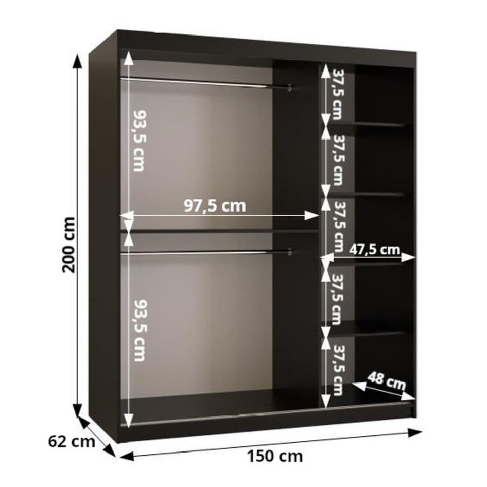 Lima Sliding Door Wardrobe 150cm