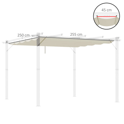 Outsunny Retractable Pergola Cover, 2.55 x 2.5 m Replacement Canopy Fabric for 3 x 3 m Frame, Roof Top Only, Cream White