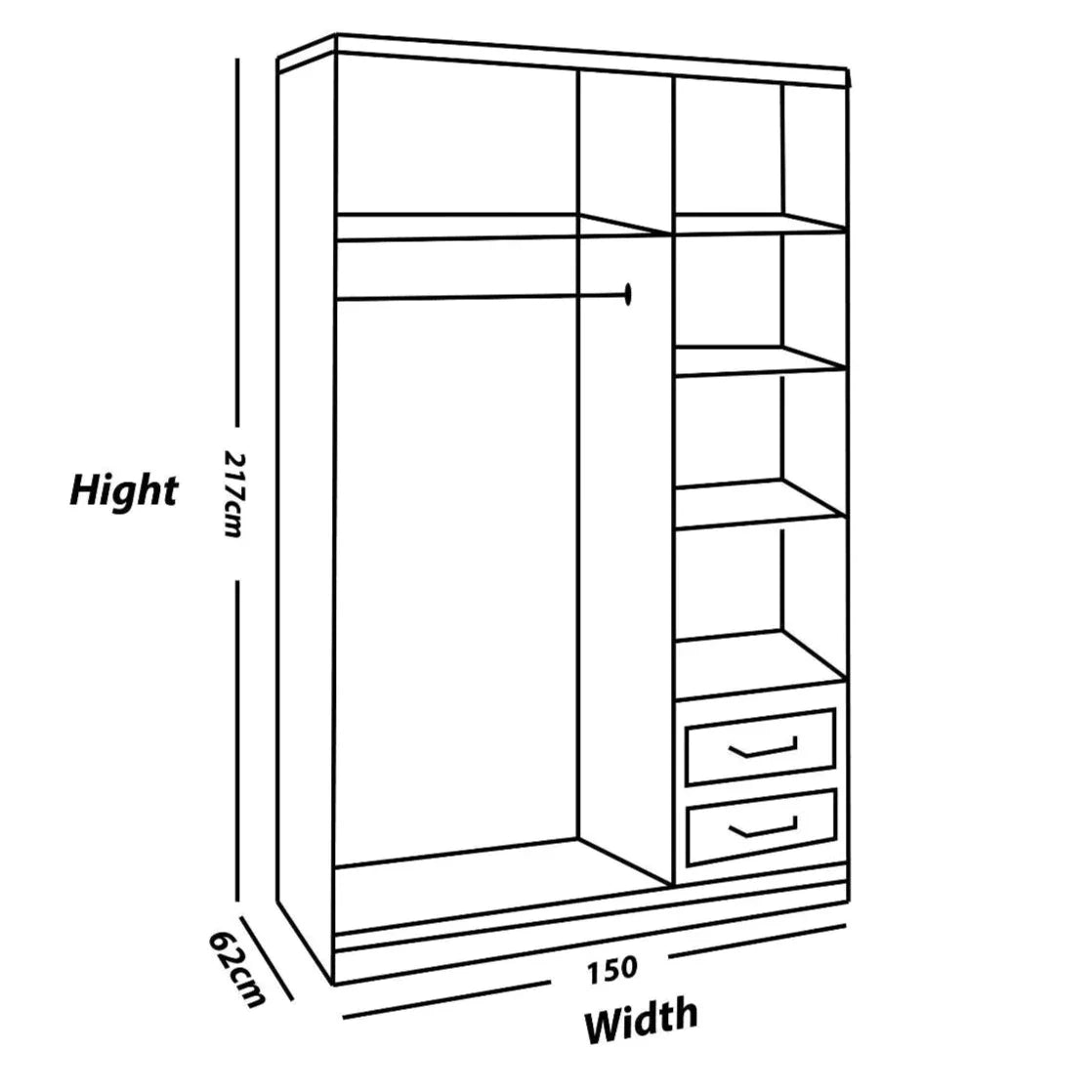 Manhattan Black High Gloss Sliding Door Wardrobe - 120cm,150cm and 200cm