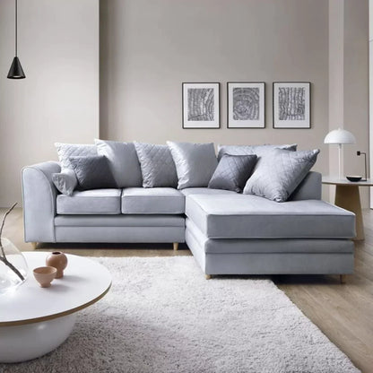 Chicago Velvet Corner Sofa - Silver Blue