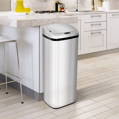 HOMCOM 50L الأشعة تحت الحمراء Touchless استشعار الحركة التلقائي سلة المهملات الفولاذ المقاوم للصدأ سلة المهملات مكتب المنزل