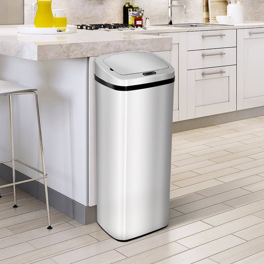 HOMCOM 50L الأشعة تحت الحمراء Touchless استشعار الحركة التلقائي سلة المهملات الفولاذ المقاوم للصدأ سلة المهملات مكتب المنزل
