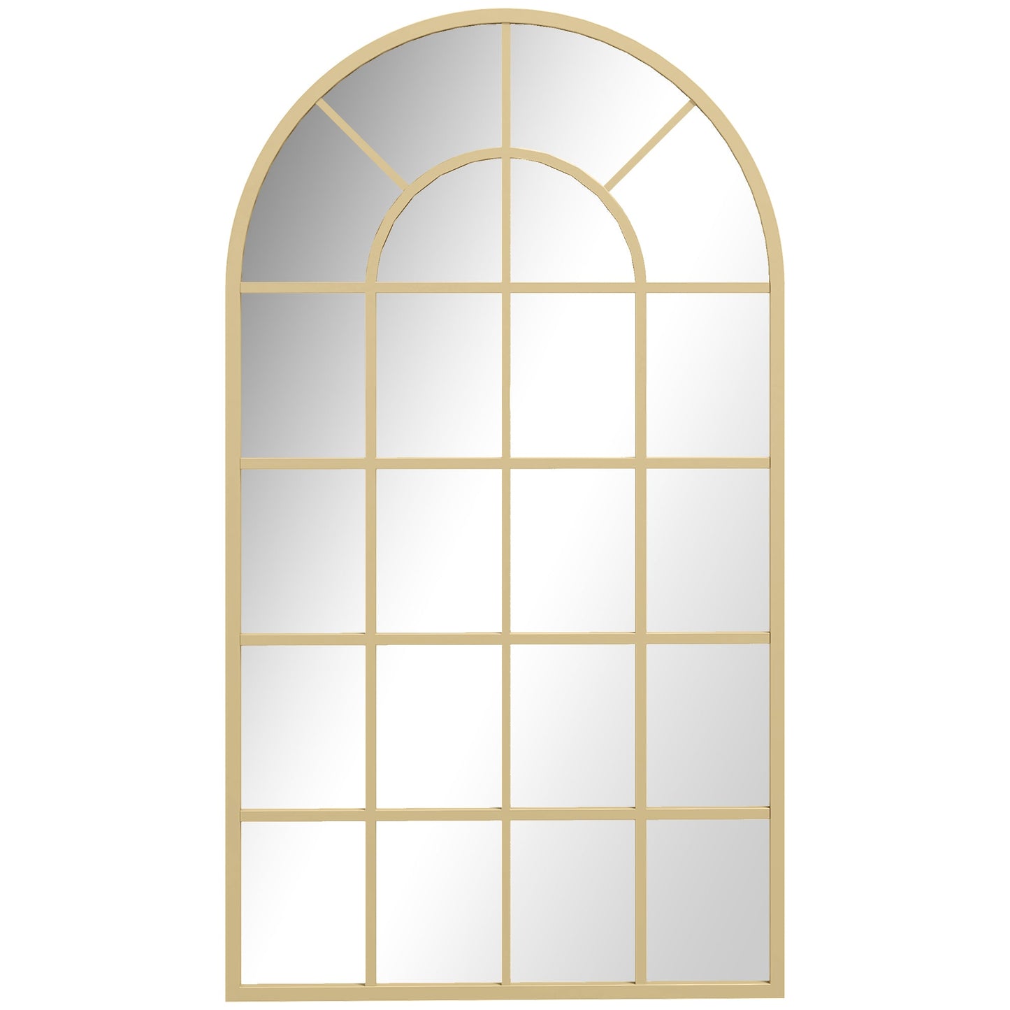 HOMCOM 110 x 65 cm Arched Decorative Wall Mirror for Bedroom Living Room, Modern Window Bathroom Mirror for Home Decor