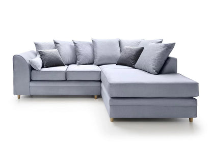 Chic Velvet Corner Sofa - Silver