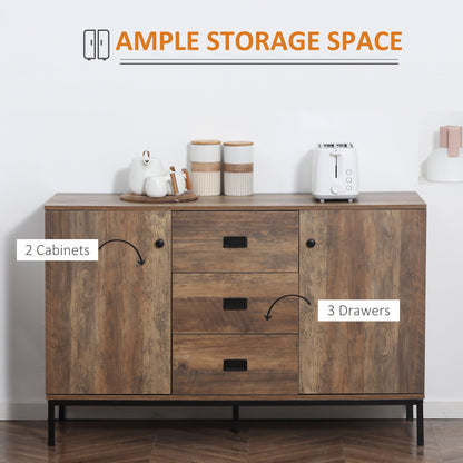 HOMCOM Retro Mango Wood-Effect Sideboard