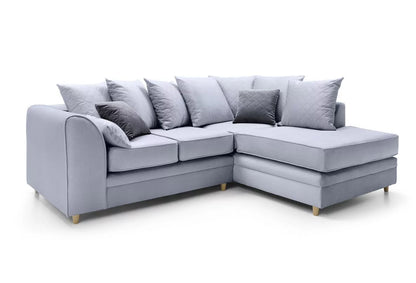 Chic Velvet Corner Sofa - Light Grey