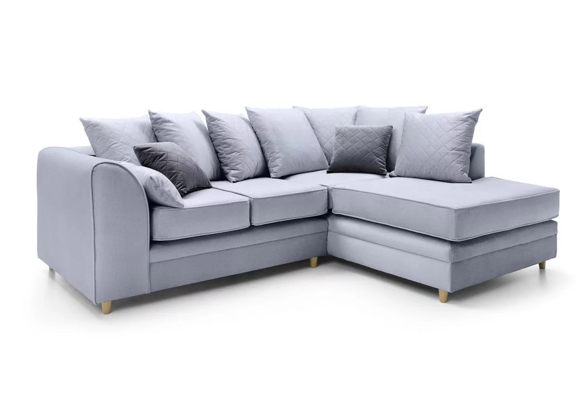 Chic Velvet Corner Sofa - Silver