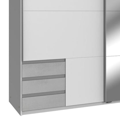Sliding Wardrobe AMBER 2 Door Mirrored Wardrobe White 179cm