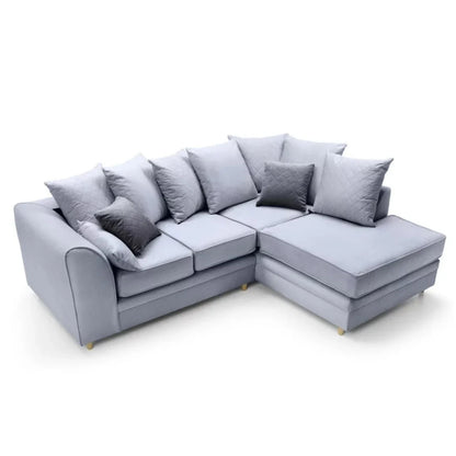 Chicago Velvet Corner Sofa - Silver Blue