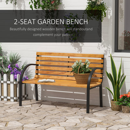 Outsunny Garden Bench, 122Lx60Wx80H cm-Steel/Wood