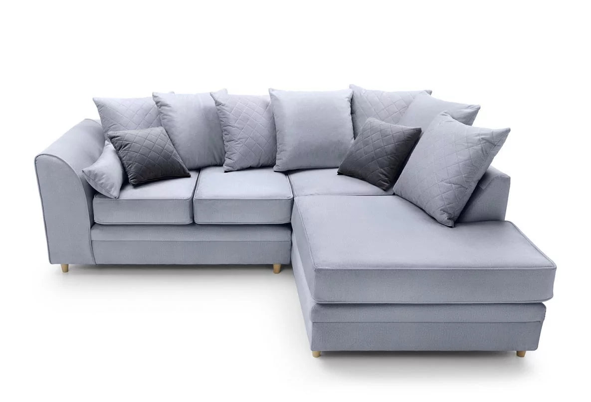 Chic Velvet Corner Sofa - Silver