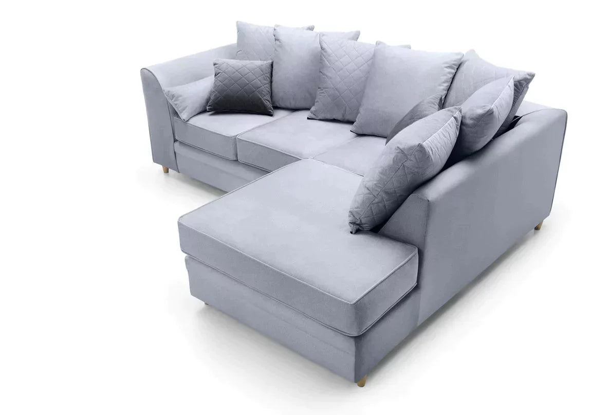 Chic Velvet Corner Sofa - Light Grey