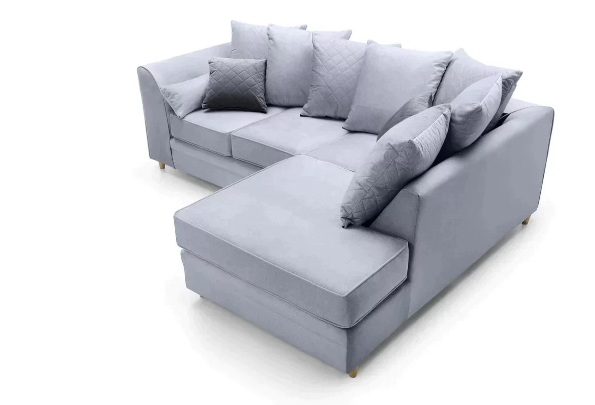 Chic Velvet Corner Sofa - Silver