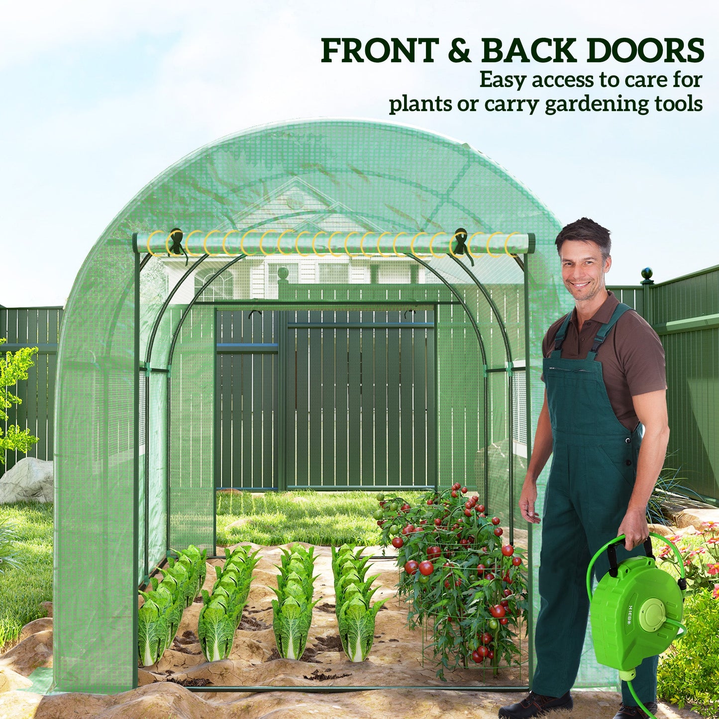 Outsunny 300 x 200cm Tunel foliowy typu walk-in - zielony