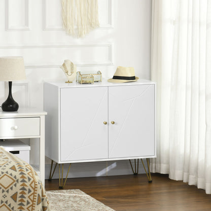 Storage Cabinet with Golden Tone Legs & Adjustable Shelves - White