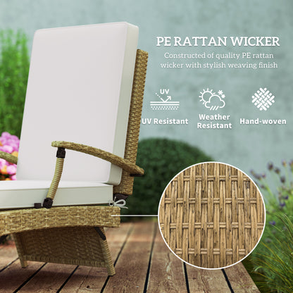 Outsunny 80√Ç¬∞ Reclining Rattan Lounger - White/Beige