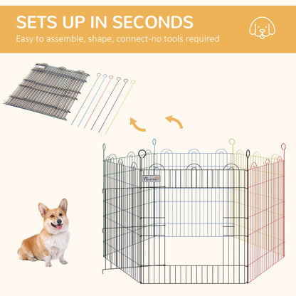 PawHut Dog Playpen Puppy Pen Metal Rabbit Run Pet Crate Fence w/ Door Indoor & Outdoor _120 x 60H cm