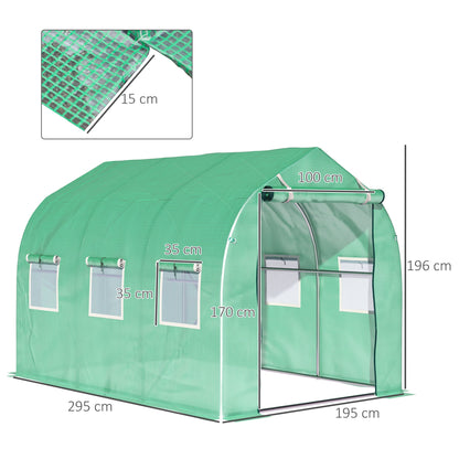 Outsunny Polytunnel Greenhouse with Windows and Door, Walk in Greenhouse for Garden, Backyard (3 x 2 M)