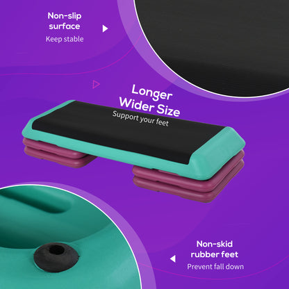 HOMCOM 3-Level Aerobic Step 10/15/20cm Steppers for Exercise Workout w/ Non-Slip Top Compact Stepper Home Office Indoor Outdoor Fitness Equipment