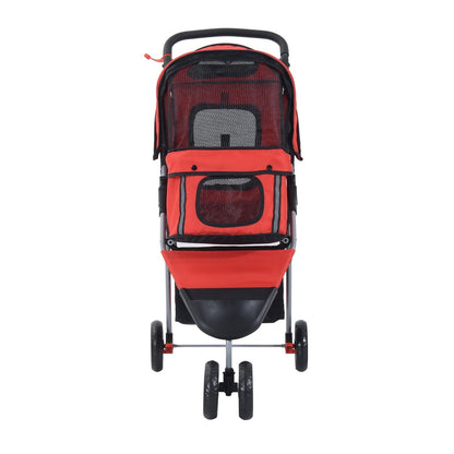 PawHut Pet Travel Stroller W/Three Wheels-Red