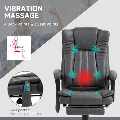 Vinsetto Six-Point Massage Chair, with Heat and Footrest - Dark Grey