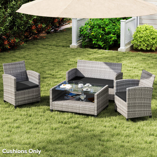 Poduszki na meble ogrodowe Outsunny Outdoor Seat Pads do mebli rattanowych, 3 szt., czarne
