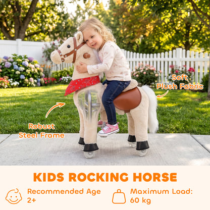 AIYAPLAY Ride on Horse Pedal Ride On Walking Horse Toy Rotatable Head Neighing Sound, Light Brown
