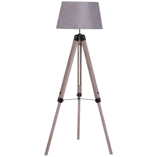 Wooden Adjustable Tripod Free Standing Floor Lamp  Bedside Light E27 Bulb Compatible