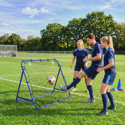 HOMCOM Adjustable Rebounder Net Kickback Target Goal for Teens Adults Training, Blue