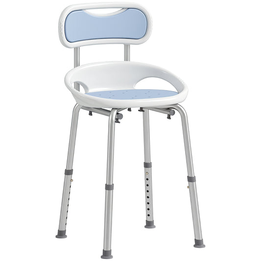 HOMCOM Shower Chair with Padded Seat Adjustable Height Shower Stool Bath Seat with Back and Anti-Slip Feet