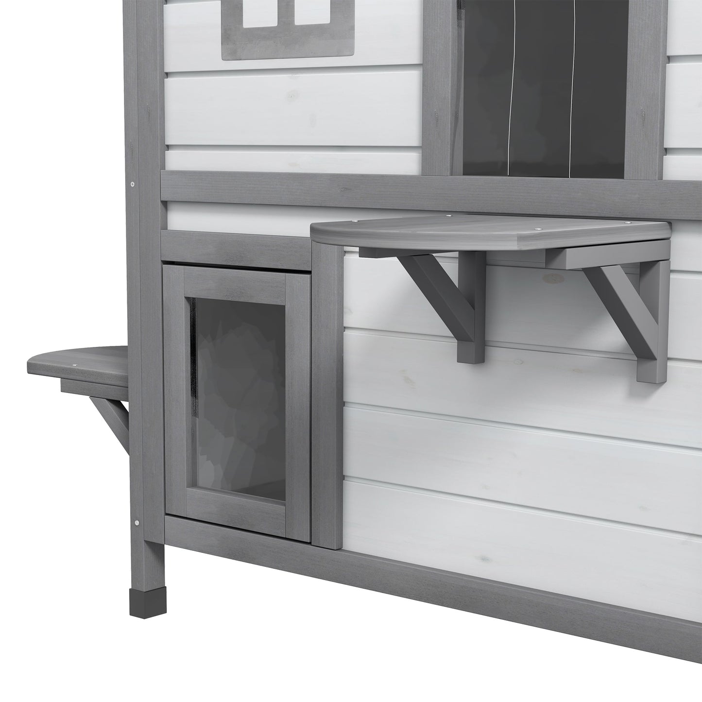 PawHut 2-Story Indoor or Outdoor Cat House W/ Escape Door, Cat Shelter, White