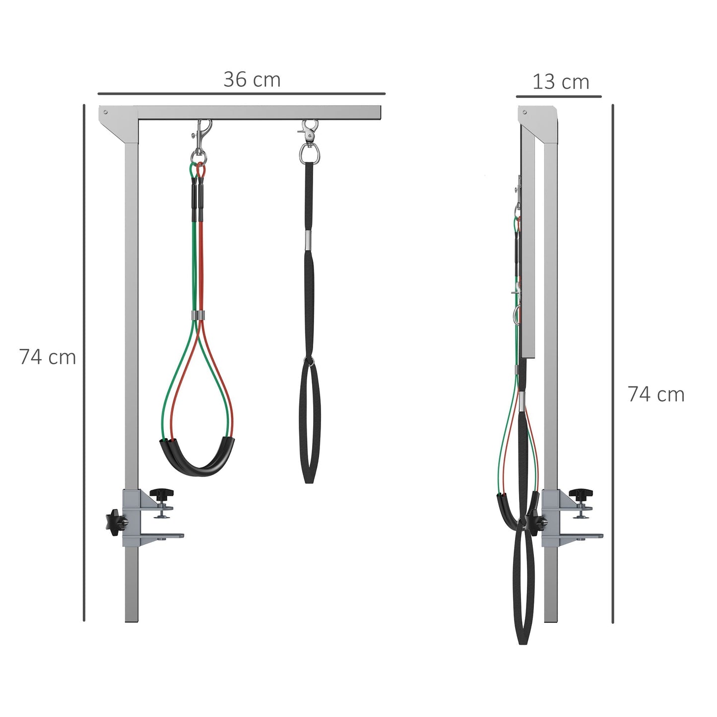 PawHut Foldable Pet Grooming Arm with Clamp, 29" Height Adjustable Dog Grooming Holder for Table with 2 Haunch Holders, Grooming Loop, for Medium Dogs, Silver