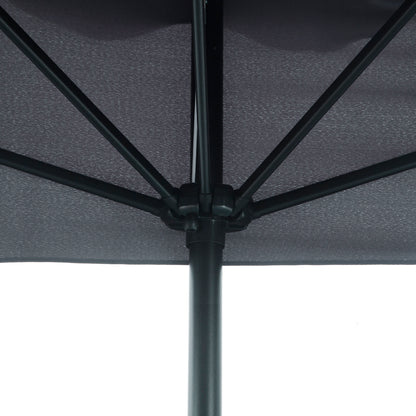 Outsunny 2.3m Half Parasol Semi Round Umbrella Patio Metal Frame Crank Handle for Balcony-- NO BASE INCLUDED, Grey